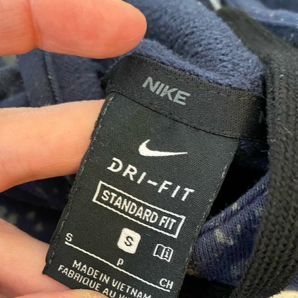 Nike Upcycled Sweatshirt Hoodie Pullover Mens Small Unisex Blue Logo Stencil - Picture 7 of 10